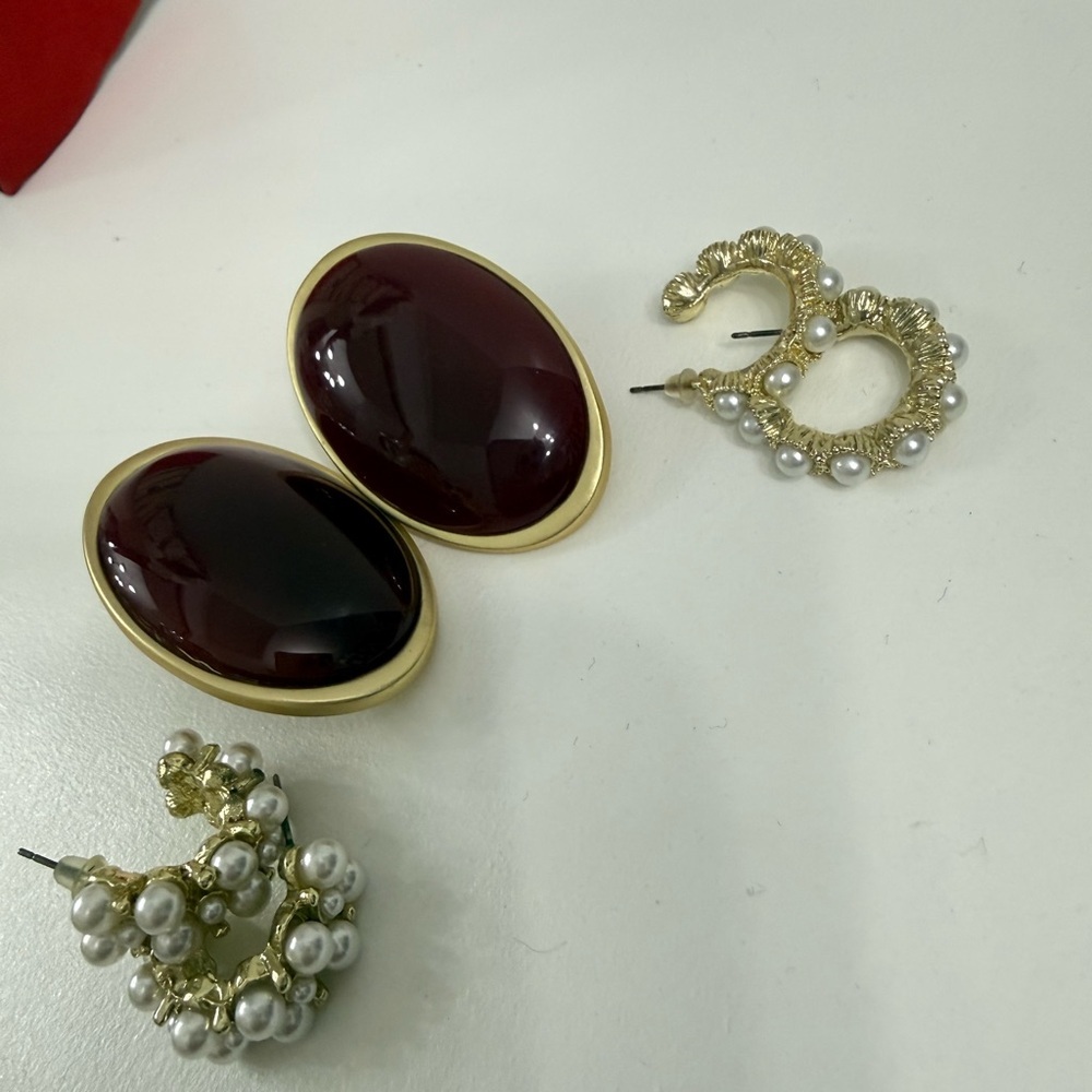 Elegant Gold and Red Earrings